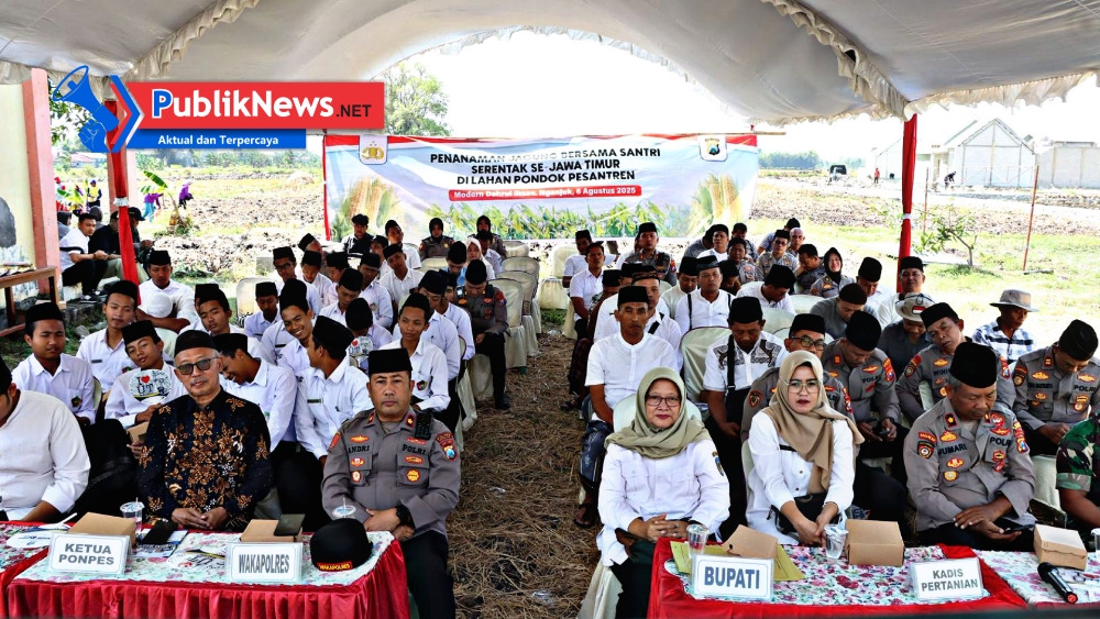Polres Nganjuk Dukung Penanaman Jagung Serentak Bersama Santri, Dorong Kemandirian Pangan