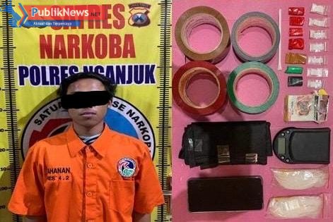 Satresnarkoba Polres Nganjuk Bekuk Pengedar Sabu di Sawahan, Amankan 3,69 Gram Barang Bukti