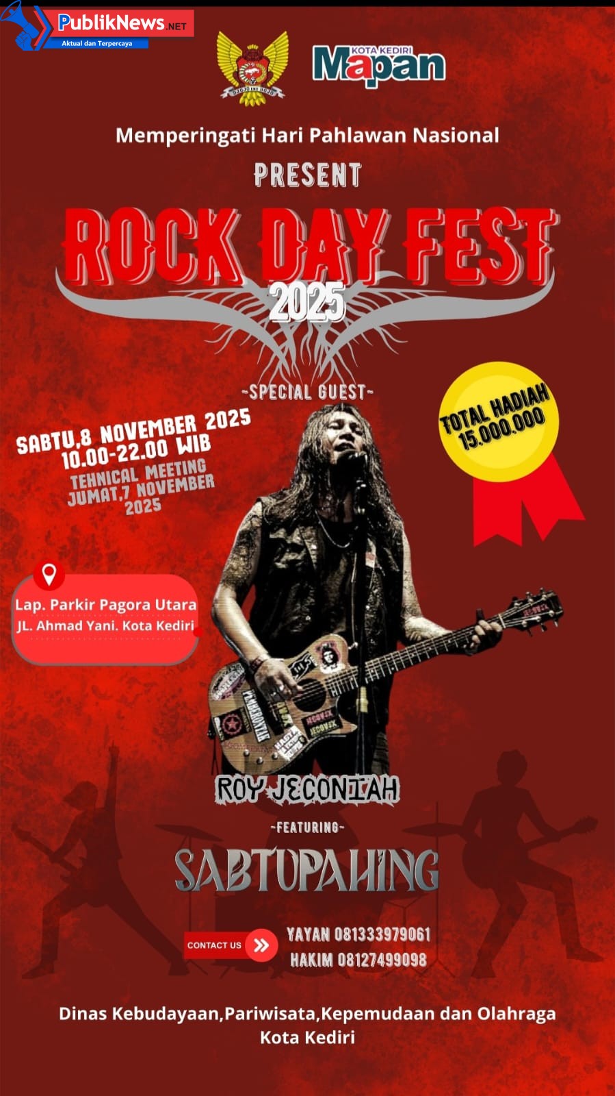 Rock Day Fest 2025 Siap Guncang Lapangan Parkir Pagora Utara Kota Kediri, Sabtu Pahing feat. Roy Jeconiah Jadi Puncak Acara