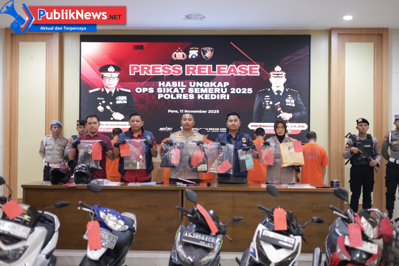 Polres Kediri Ungkap 15 Kasus Kriminal Selama Operasi Sikat Semeru 2025, 14 Tersangka Berhasil Diamankan