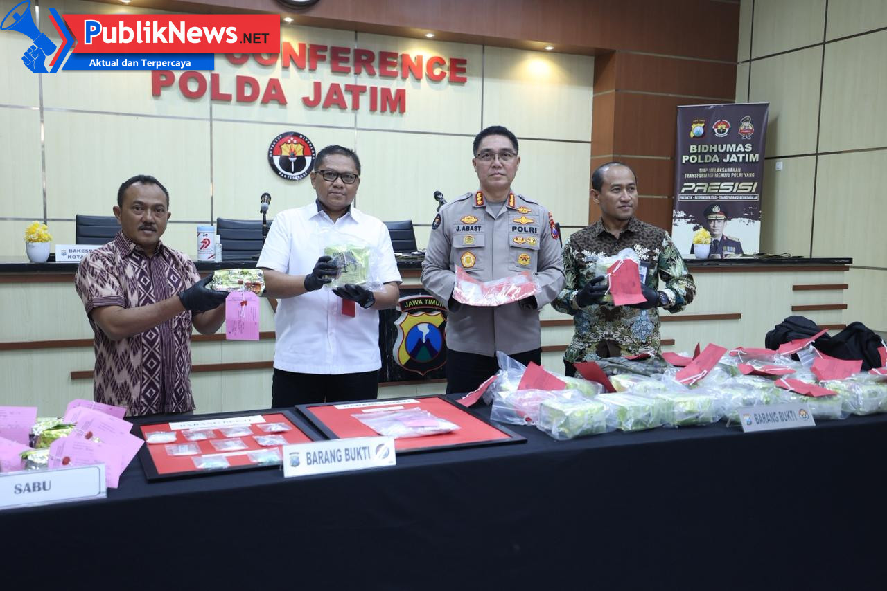 Polda Jatim Bongkar Dua Kasus Narkoba, 33,374 Kg Sabu Disita; Satu Kurir Ditangkap, Satu DPO Diburu