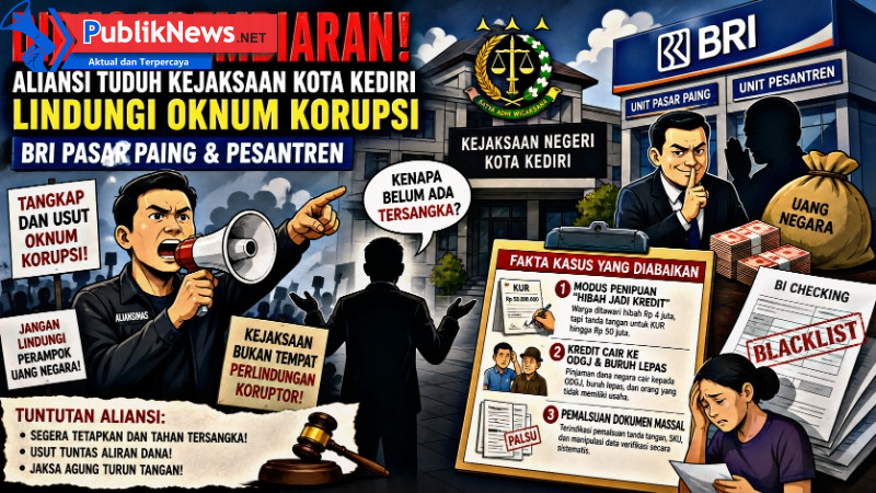 Diduga Pembiaran, Aliansi Soroti Kinerja Kejaksaan Kota Kediri dalam Kasus BRI Pasar Paing dan Pesantren