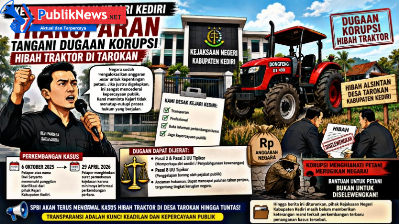 Ketua SPBI Desak Kejari Kediri Transparan Tangani Dugaan Korupsi Hibah Traktor di Tarokan