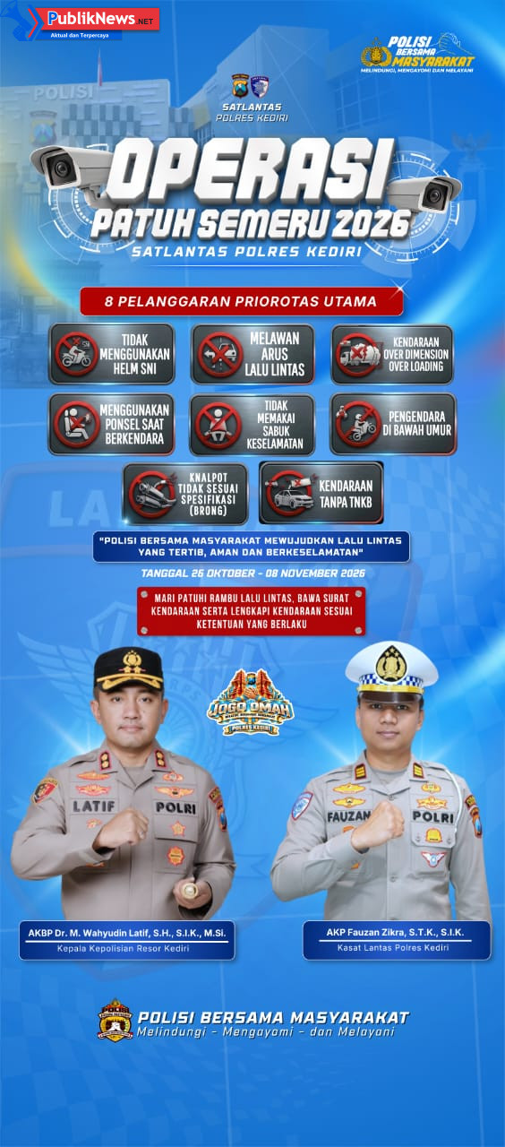 Operasi Patuh Semeru 2026 Dimulai, Satlantas Polres Kediri Sasar Delapan Pelanggaran Prioritas